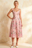 Heather Pink Floral A Line Midi Dress | Elegant Floral Dress for Women