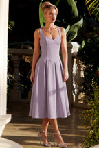 Heather Wisteria A Line Midi Dress | Elegant Purple Dress for Women