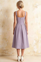 Heather Wisteria A Line Midi Dress | Elegant Purple Dress for Women