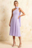 Helen One Shoulder Lavender Midi Dress with Scarf