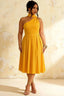Helen One Shoulder Yellow Midi Dress with Scarf