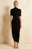 Holly Black Mermaid Twisted Cape Midi Dress