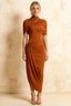 Holly Bronze Mermaid Twisted Cape Midi Dress