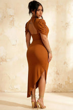 Holly Bronze Mermaid Twisted Cape Midi Dress