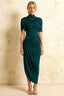 Holly Emerald Mermaid Twisted Cape Midi Dress