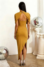 Holly Golden Mermaid Twisted Cape Midi Dress