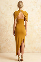 Holly Golden Mermaid Twisted Cape Midi Dress