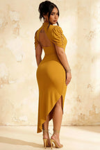 Holly Golden Mermaid Twisted Cape Midi Dress