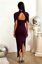 Holly Grape Mermaid Twisted Cape Midi Dress