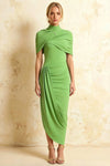 Holly Light Green Mermaid Twisted Cape Midi Dress