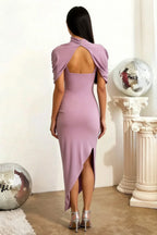 Holly Lilac Mermaid Twisted Cape Midi Dress