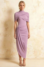 Holly Lilac Mermaid Twisted Cape Midi Dress