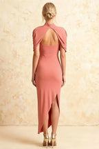 Holly Pink Mermaid Twisted Cape Midi Dress