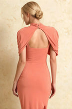 Holly Pink Mermaid Twisted Cape Midi Dress