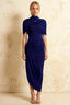 Holly Royal Blue Mermaid Twisted Cape Midi Dress