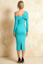 Hope Aqua Mermaid Long Sleeve Midi Dress