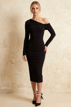 Hope Black Mermaid Long Sleeve Midi Dress