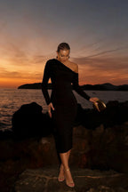 Hope Black Mermaid Long Sleeve Midi Dress
