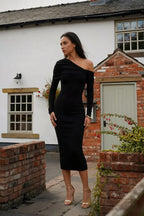 Hope Black Mermaid Long Sleeve Midi Dress