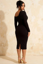 Hope Black Mermaid Long Sleeve Midi Dress