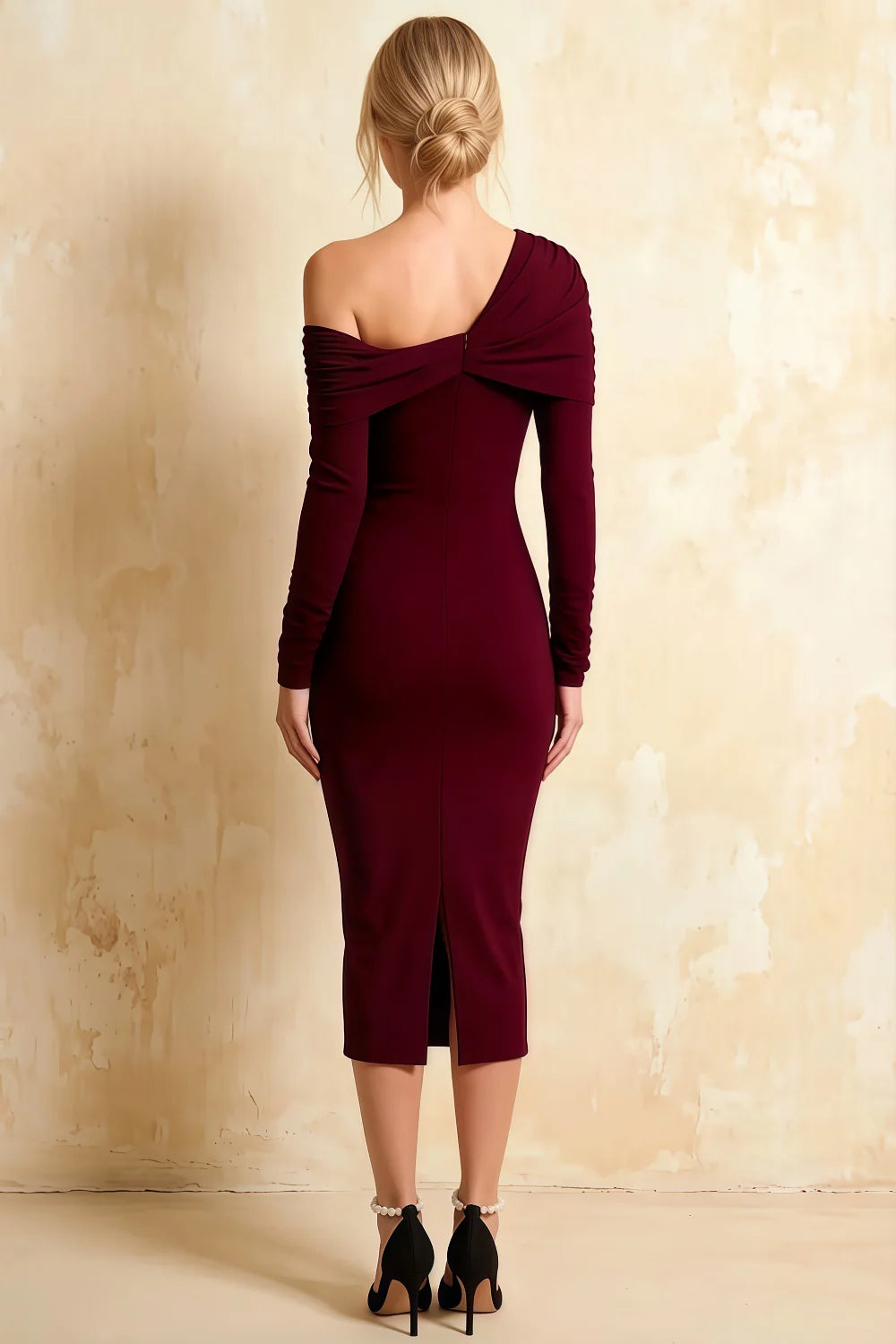 Hope Burgundy Mermaid Long Sleeve Midi Dress Main image