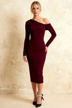 Hope Burgundy Mermaid Long Sleeve Midi Dress