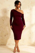 Hope Burgundy Mermaid Long Sleeve Midi Dress