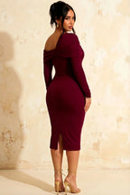 Hope Burgundy Mermaid Long Sleeve Midi Dress