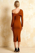 Hope Burnt Orange Mermaid Long Sleeve Midi Dress