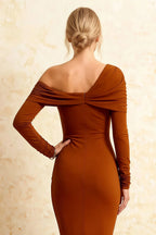 Hope Burnt Orange Mermaid Long Sleeve Midi Dress
