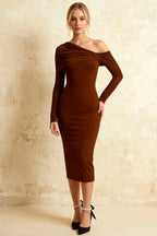 Hope Chocolate Mermaid Long Sleeve Midi Dress