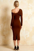 Hope Chocolate Mermaid Long Sleeve Midi Dress