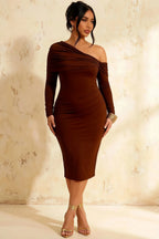 Hope Chocolate Mermaid Long Sleeve Midi Dress