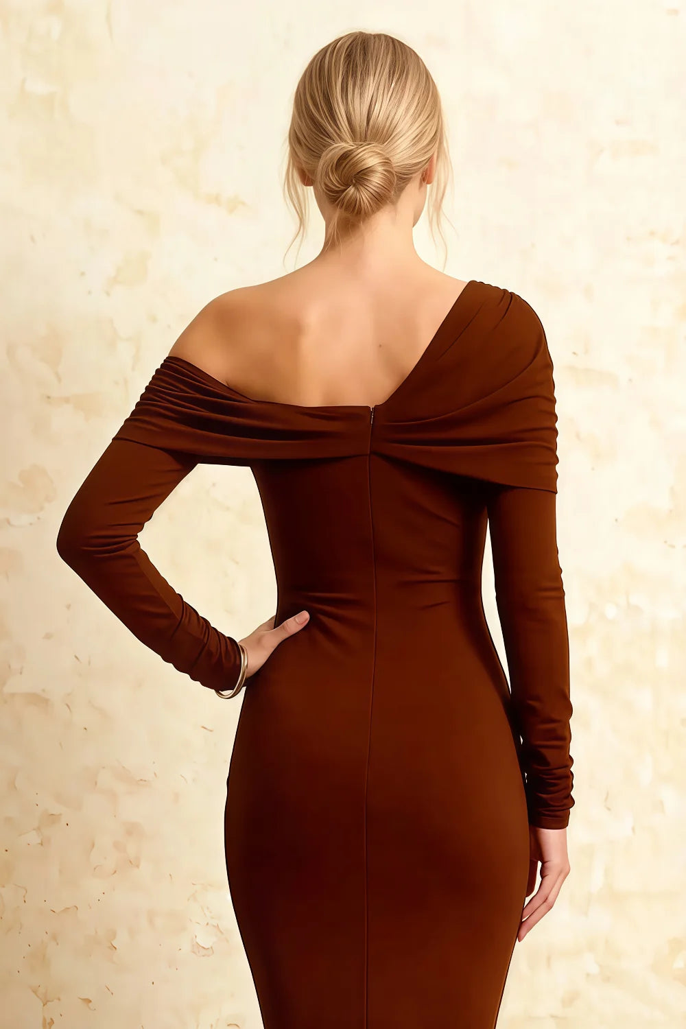 Hope Chocolate Mermaid Long Sleeve Midi Dress