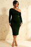 Hope Dark Green Mermaid Long Sleeve Midi Dress