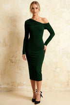 Hope Dark Green Mermaid Long Sleeve Midi Dress