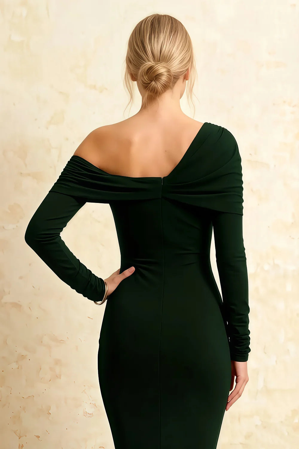Hope Dark Green Mermaid Long Sleeve Midi Dress