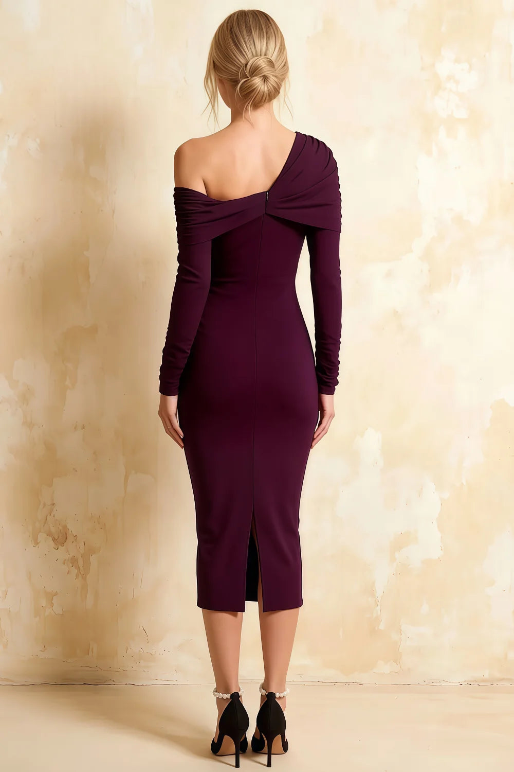 Hope Grape Mermaid Long Sleeve Midi Dress