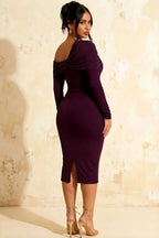 Hope Grape Mermaid Long Sleeve Midi Dress