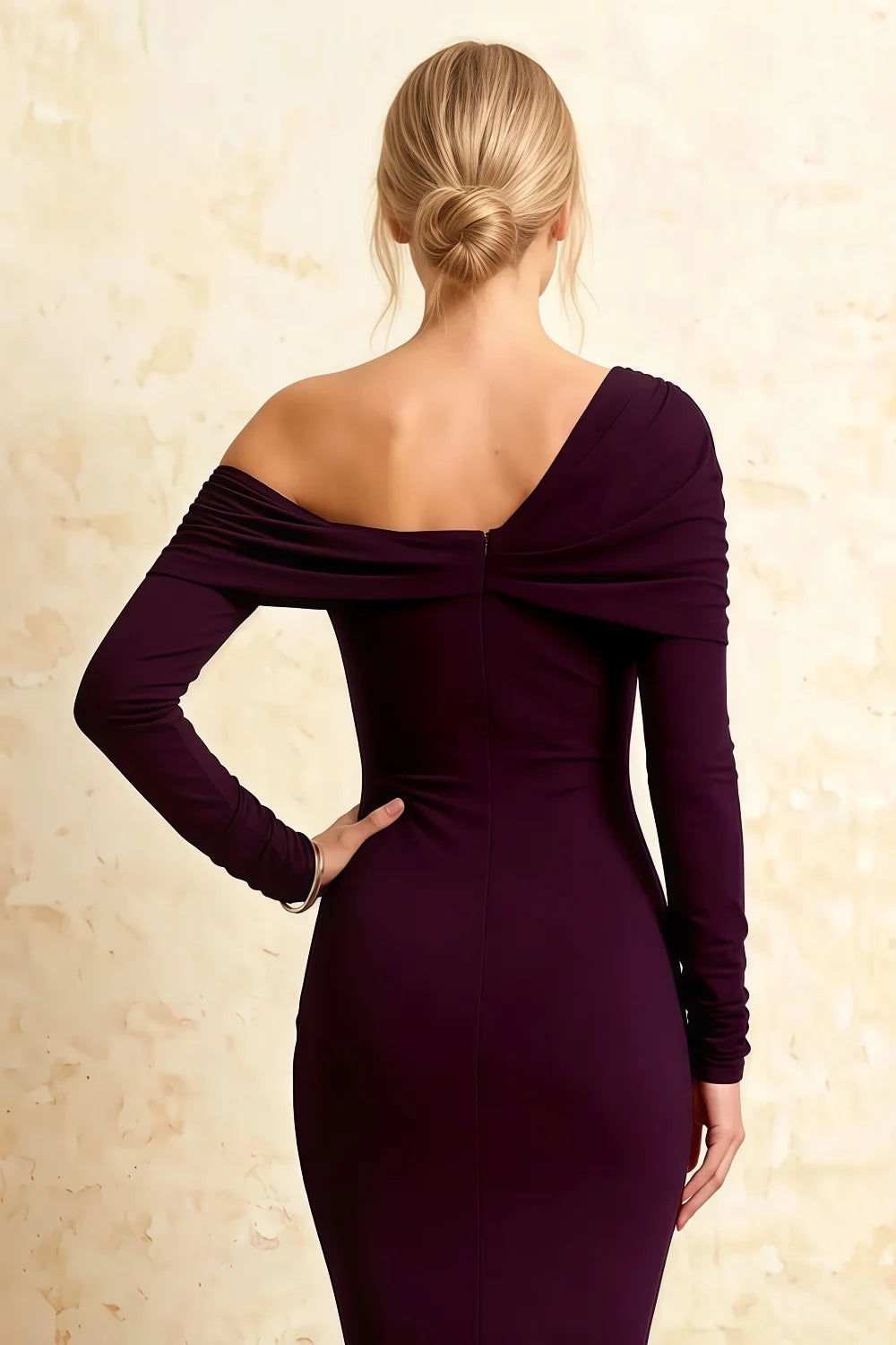 Hope Grape Mermaid Long Sleeve Midi Dress