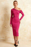 Hope Hot Pink Mermaid Long Sleeve Midi Dress