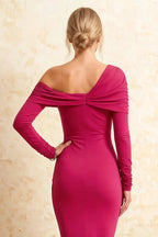 Hope Hot Pink Mermaid Long Sleeve Midi Dress