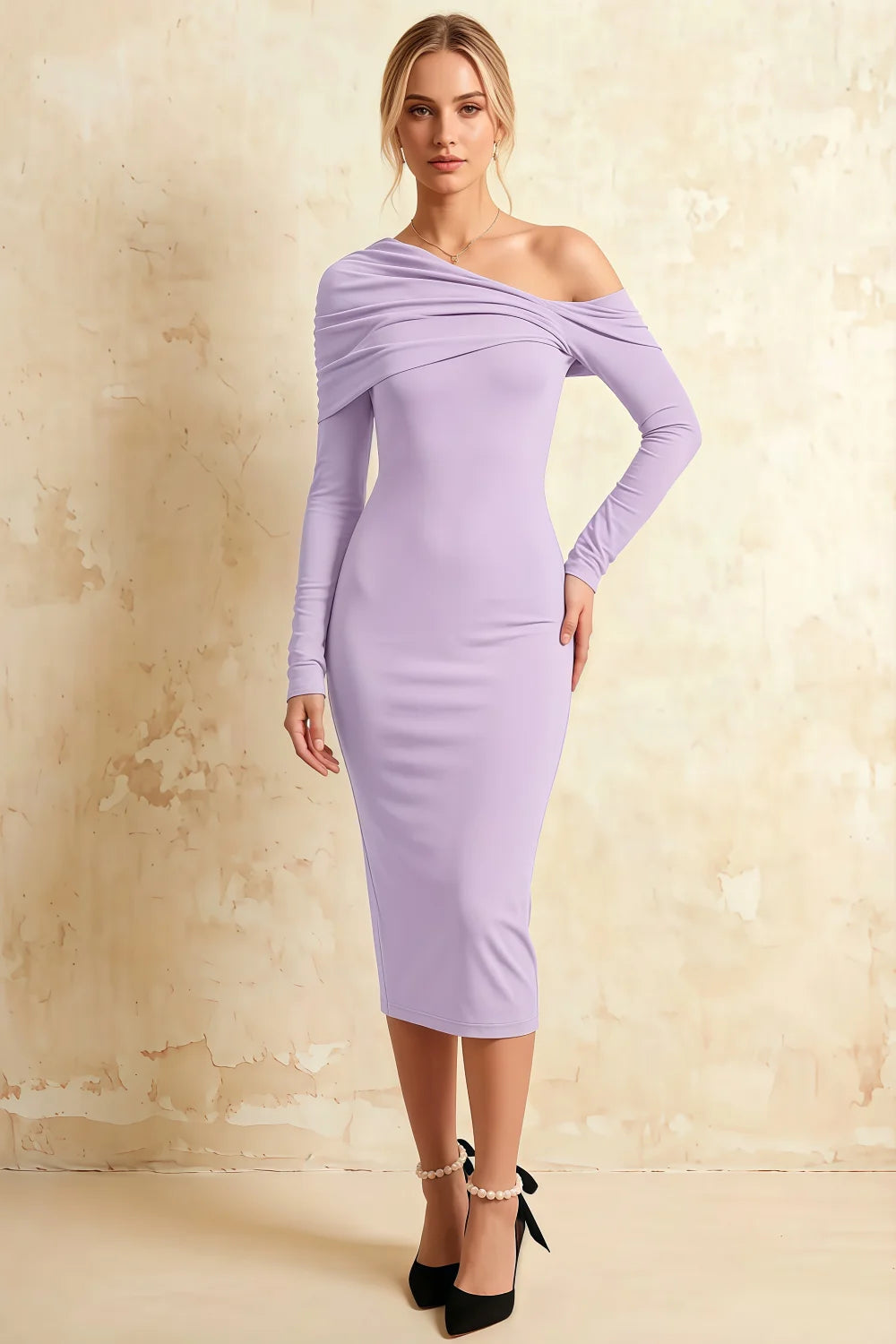 Hope Lavender Mermaid Long Sleeve Midi Dress