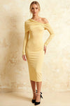 Hope Light Yellow Mermaid Long Sleeve Midi Dress