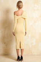 Hope Light Yellow Mermaid Long Sleeve Midi Dress