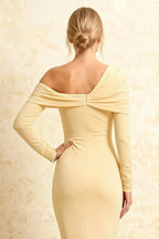 Hope Light Yellow Mermaid Long Sleeve Midi Dress
