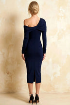 Hope Navy Blue Mermaid Long Sleeve Midi Dress
