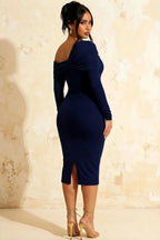 Hope Navy Blue Mermaid Long Sleeve Midi Dress