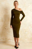 Hope Olive Green Mermaid Long Sleeve Midi Dress