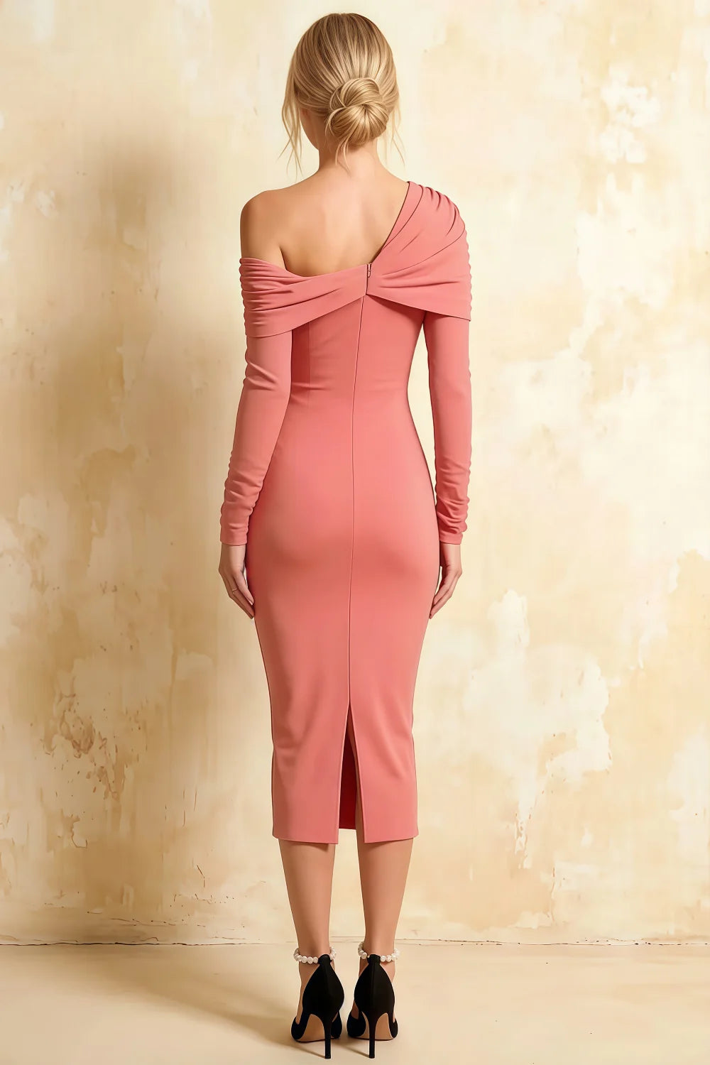 Hope Pink Mermaid Long Sleeve Midi Dress